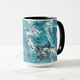 Taza Mug abstrante azul y negro negrita