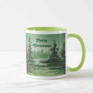 Taza Mug Ann Hayes pintando bosque verde