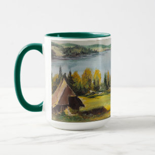Taza Mug Ann Hayes Pintando Chalet En El Lago