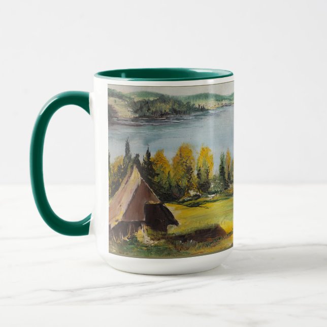 Taza Mug Ann Hayes Pintando Chalet En El Lago (Izquierda)