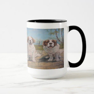 Taza Mug Ann Hayes pintando dos St Bernards
