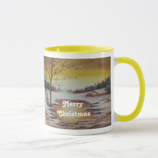 Taza Mug Ann Hayes pintando escena de invierno