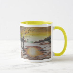 Taza Mug Ann Hayes pintando escena de invierno