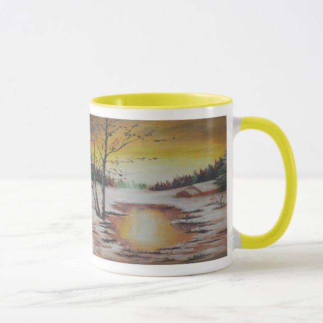 Taza Mug Ann Hayes pintando escena de invierno (Derecha)