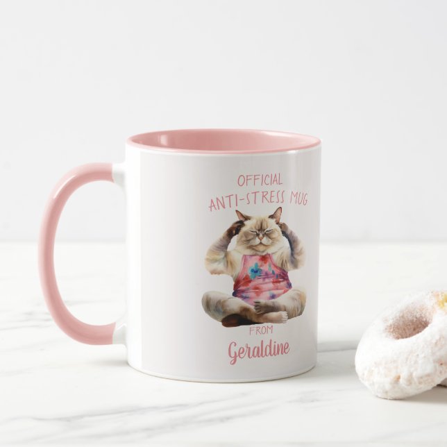 Taza Mug anti estrés oficial meditando a Kitty (Con donut)