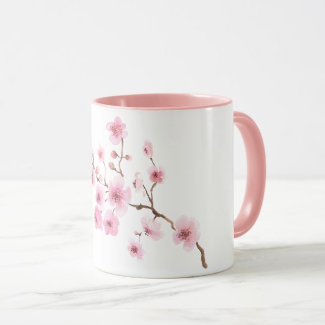 Taza Mug aquarelle Fleurs de Cerisiers (Anverso derecho)
