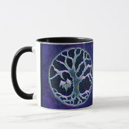 Taza Mug árbol de la vida en azul real y púrpura