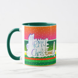 Taza Mug artístico del manual de navidad de Feliz
