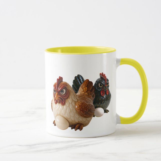 Taza Mug avec deux poules pas trop sympas.  (Derecha)