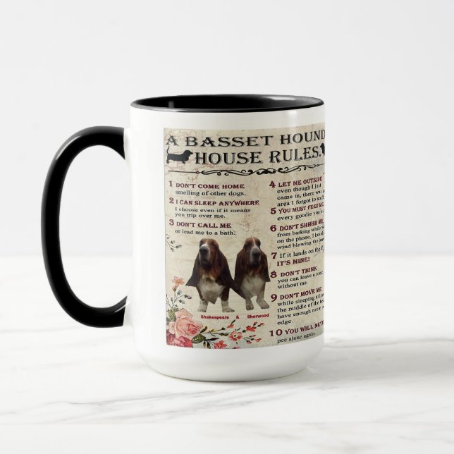 Taza Mug Basset Hound House Rules (Izquierda)