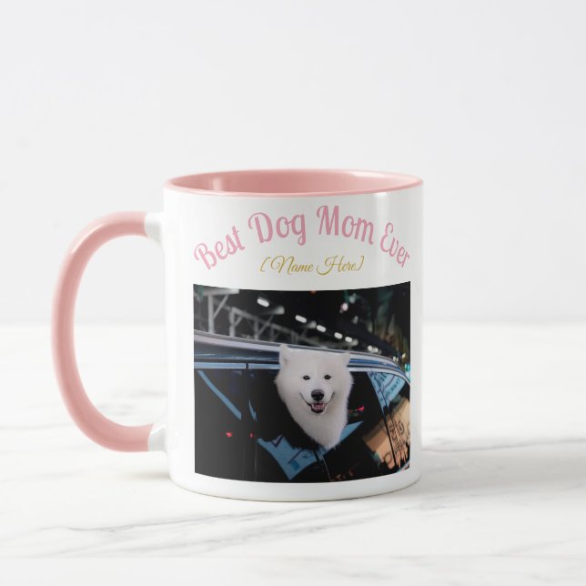 Taza Mug - Best Dog Mom Ever Mug - Custom Photo & Name  (Izquierda)