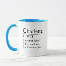 Mug blanco de definición de nombre personalizada