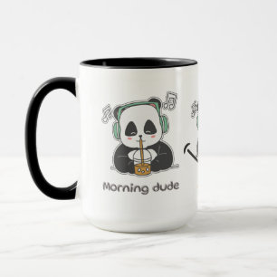 Taza Mug blanco y negro de gran tamaño con panda lindo
