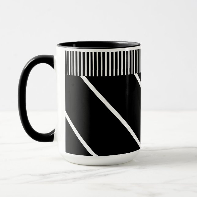 Taza Mug blanco y negro - Moda en franjas (Izquierda)