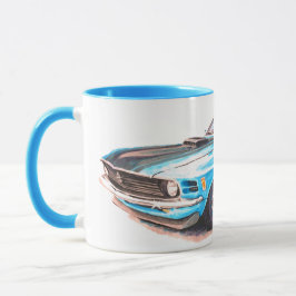 Taza Mug Blue Mustang 1970
