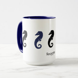 Taza Mug - Caballos de mar con nombre (marina y negro)