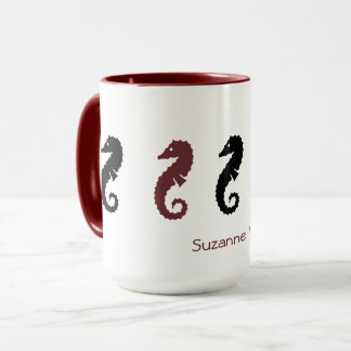 Taza Mug - Caballos de mar con nombre (marrón y negro)