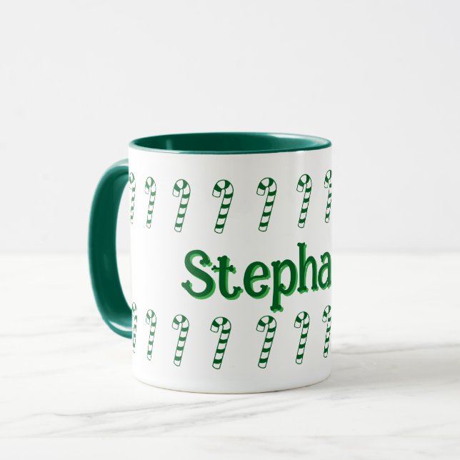 Taza Mug - Cañones de golosinas verdes con nombre (Anverso izquierdo)