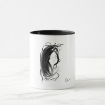 Mug Cara de mujer al cabello largo