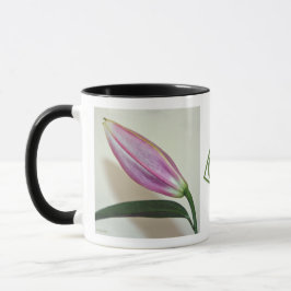 Taza Mug cerámica con Lily Bud, Manilla Negra y Interio