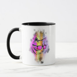 Taza Mug chat couleurs lunettes de soleil