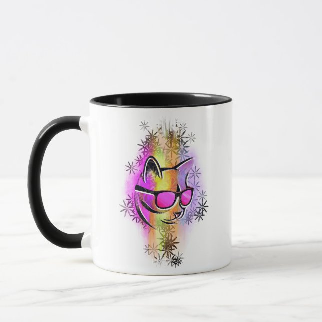 Taza Mug chat couleurs lunettes de soleil (Izquierda)
