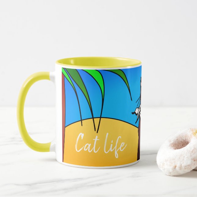 Taza Mug chat en vacances "Cat life" (Con donut)