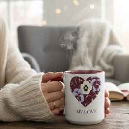 Taza Mug Cœur de Violettes Edition  "MY LOVE"