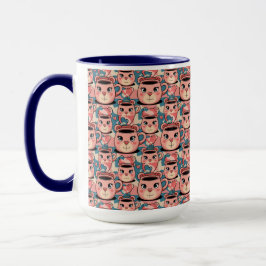 Taza Mug combinada de oso azul rosado