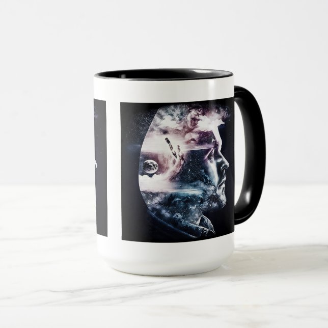 Taza Mug Combo de hombre de doble exposición, 15 oz (Anverso derecho)