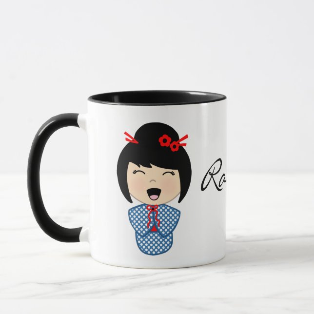Taza Mug Combo de Kokeshi Doll Black 11 oz (Izquierda)