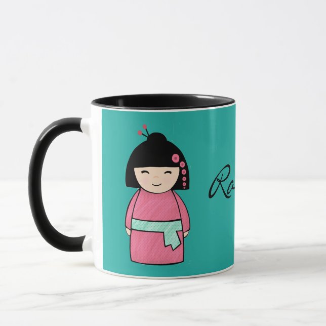 Taza Mug Combo de Kokeshi Doll Black 11 oz (Izquierda)