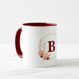 Taza Mug Combo de monograma floral