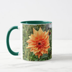 Taza Mug con 2 fotos de naranjas dahlias