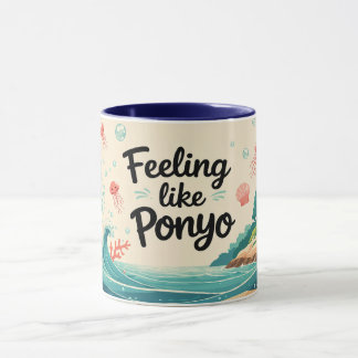 Taza ¡Mug Con Temática Oceánica, Inspirado Ponyo Japoné