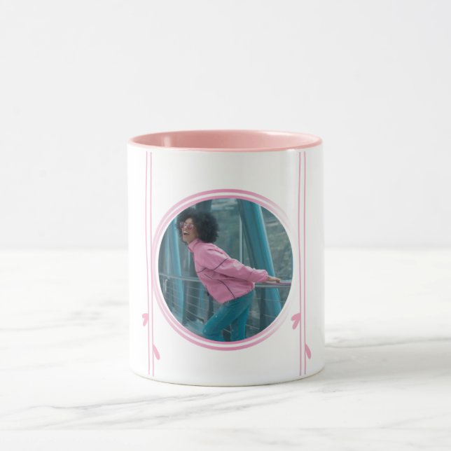 Taza Mug con un toque rosado y una foto Personalizado (Centro)