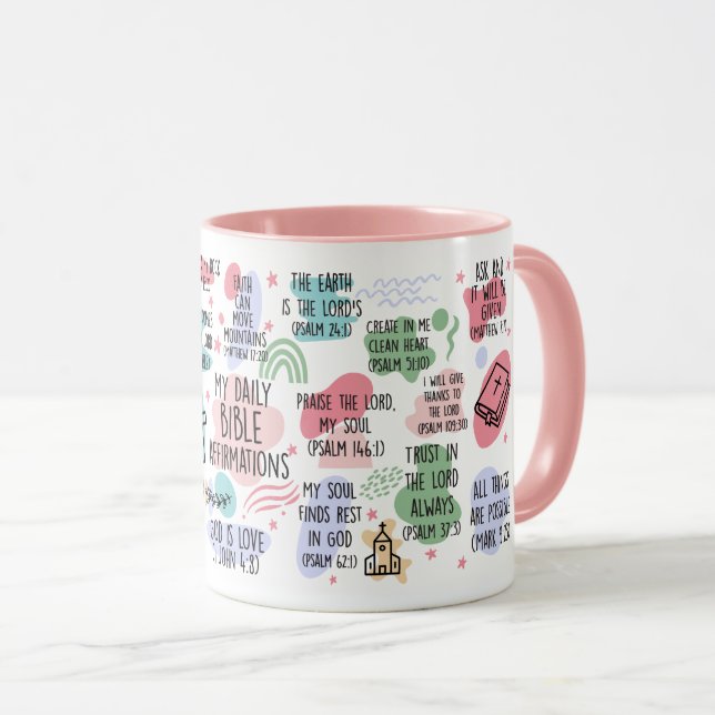 Taza Mug de afirmaciones bíblicas versales (Anverso derecho)