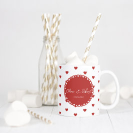 Taza Mug de amor personalizada - Corazones, nombres y f