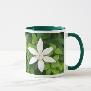 Taza Mug de anillo de flores blancas