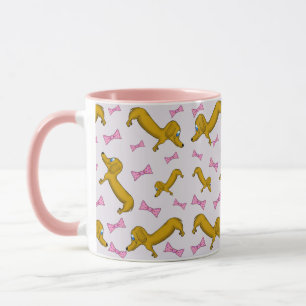 Taza Mug de arcos rosados y dachshund