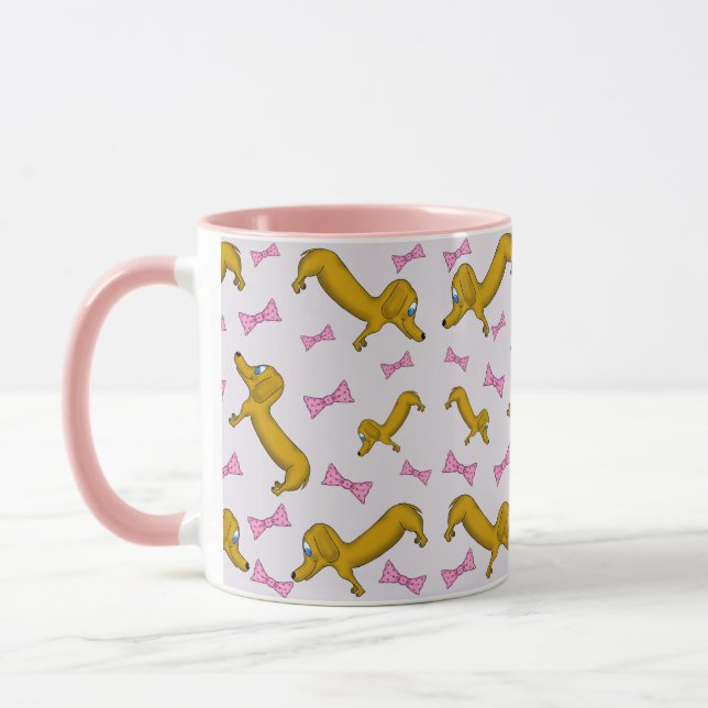 Taza Mug de arcos rosados y dachshund (Izquierda)