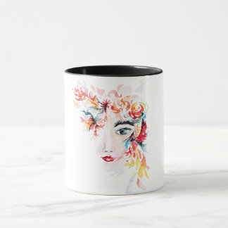 Taza Mug de arte de acuarela floral vibrante