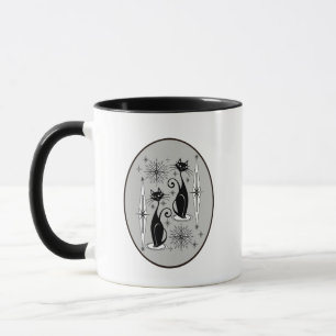 Taza Mug de arte de gatos modernos de mediados del sigl