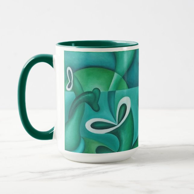 Taza Mug de arte de resumen verde (Izquierda)
