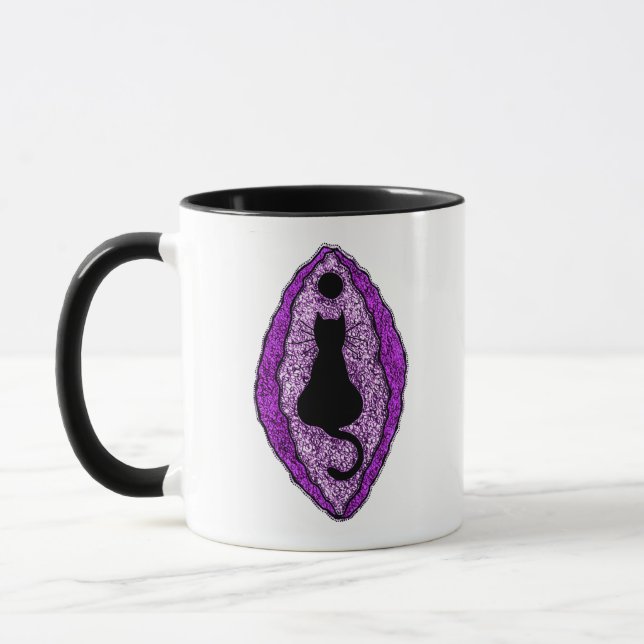 Taza Mug de arte de Yoni, diosa de Pussy Kat (Izquierda)