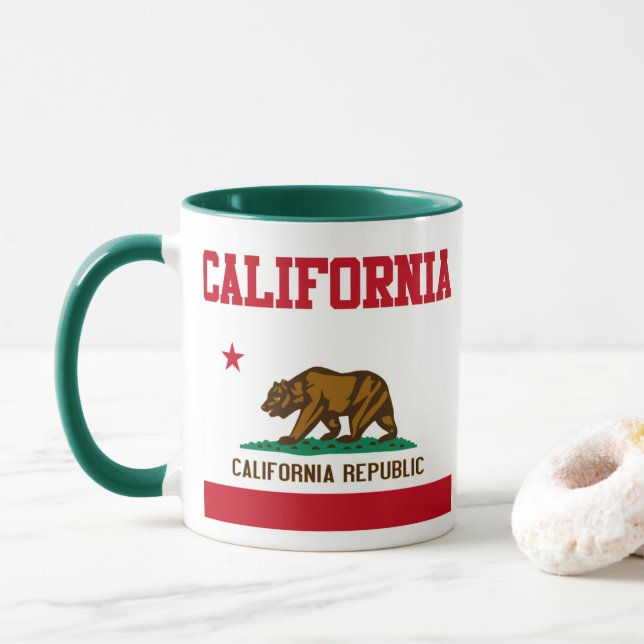 Taza Mug de bandera estatal de California (Con donut)