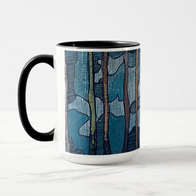 Taza Mug de café azul y blanco (Izquierda)