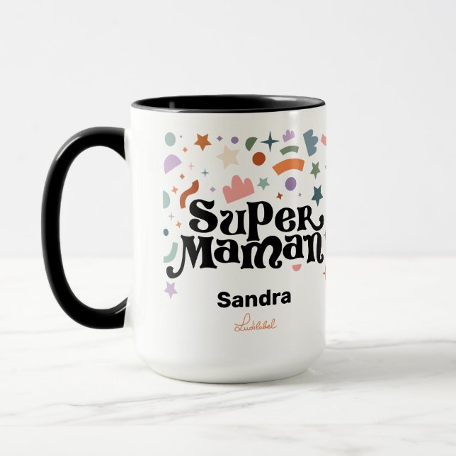 Taza Mug de café de dos tonos de Super Maman (Izquierda)