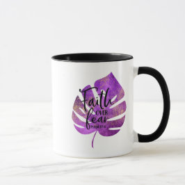 Taza Mug de café morado y oro de fe cristiana