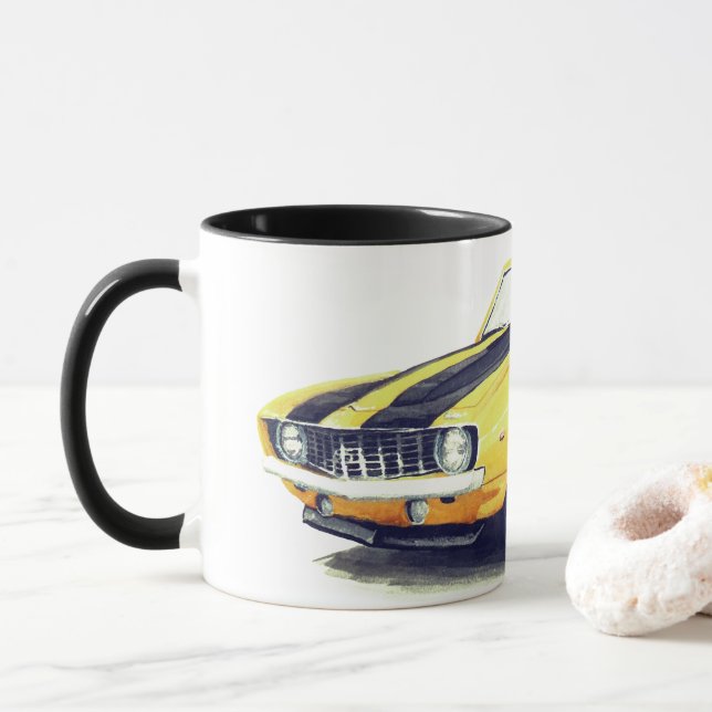 Taza Mug de Camaro Amarillo 1969 (Con donut)